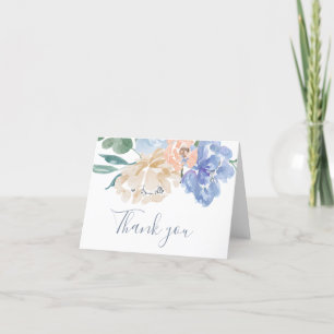 Dusty Blue Florals Boda Gracias Tarjeta