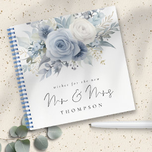 Dusty Blue Florals Desea Nuevo Libro De Invitados
