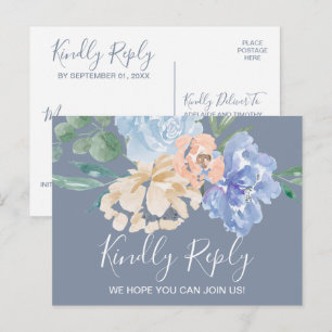 Dusty Blue Florals Menú Elección de tarjeta postal