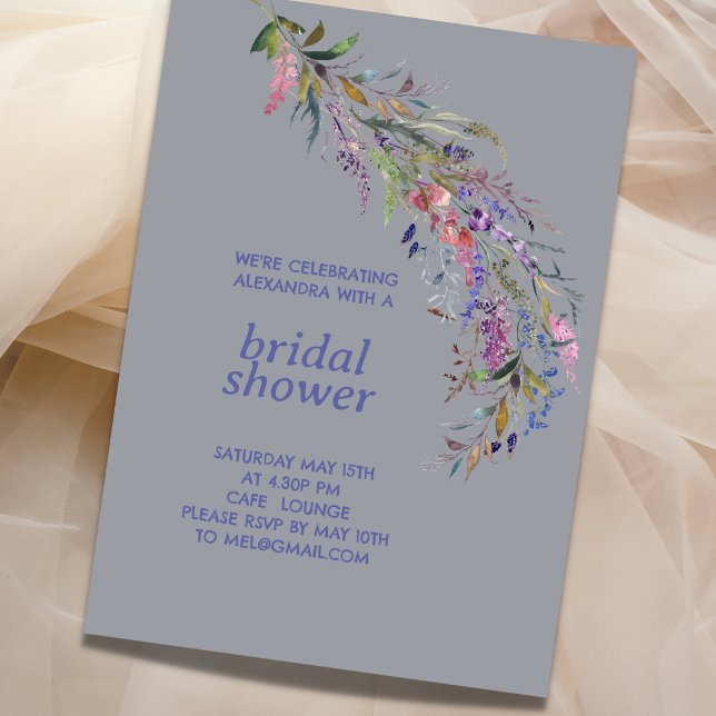 Dusty Blue Flower Garden Bridal Shower Invitación (Subido por el creador)