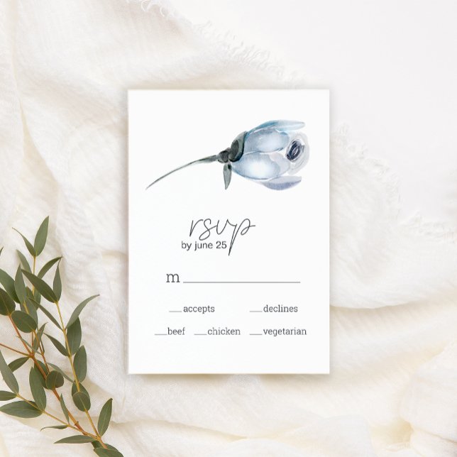 Dusty Blue Flowers Boda Tarjeta RSVP (Subido por el creador)