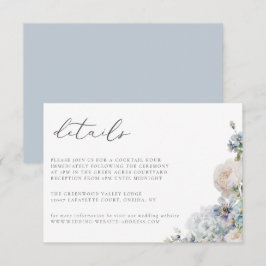 Dusty Blue Garden Floral Boda Tarjeta de detalles