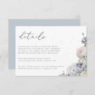 Dusty Blue Garden Floral Boda Tarjeta de detalles