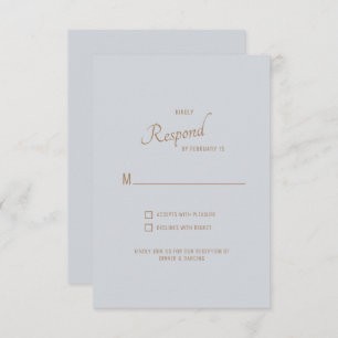 Dusty Blue Gold Boda de texto RSVP