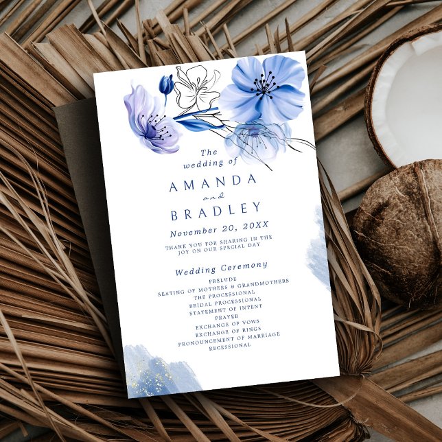 Dusty Blue & Gold Purpurina Programas de Bodas Flo (Subido por el creador)