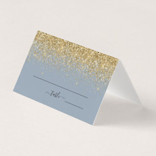 Dusty Blue & Gold Purpurina tarjeta Boda