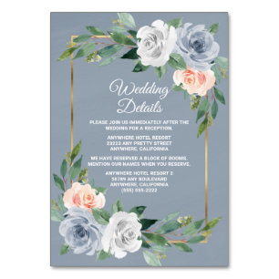 Dusty Blue Gold Rubor Peach Boda Insertar tarjetas