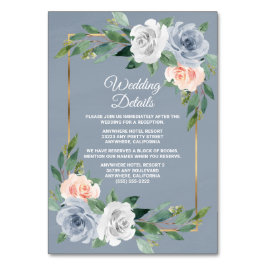 Dusty Blue Gold Rubor Peach Boda Insertar tarjetas