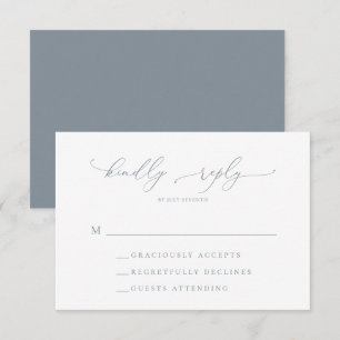 Dusty Blue Gray Boda Minimalista RSVP Tarjeta