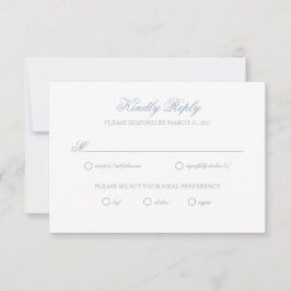 Dusty Blue Gray Escudo Wedding Tarjeta RSVP