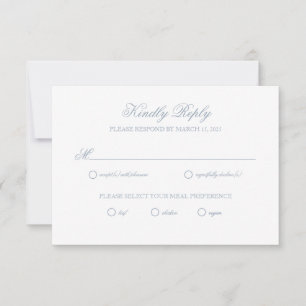 Dusty Blue Gray Escudo Wedding Tarjeta RSVP