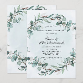 Dusty Blue Greenery Bridesmaids Luncheon Invita