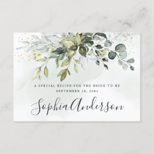 Dusty Blue Greenery Tarjetas de Receta Bridal Show