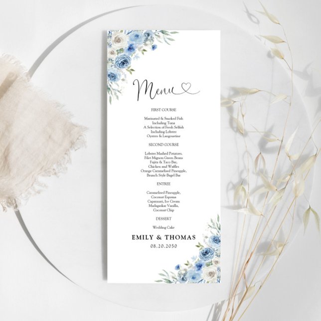 Dusty Blue Ivory Boda Ceremony Menu (Subido por el creador)