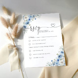 Dusty Blue Ivory Boda Ceremony Tarjeta RSVP