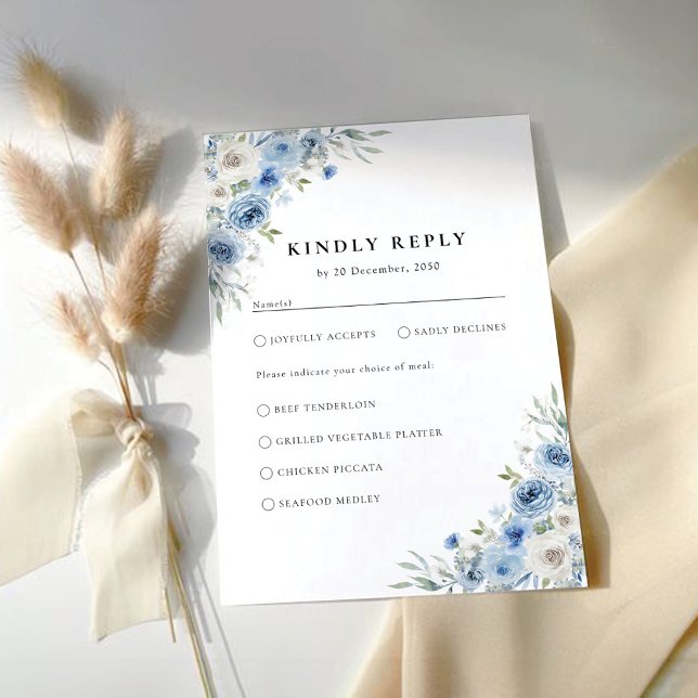 Dusty Blue Ivory Boda Ceremony Tarjeta RSVP (Subido por el creador)