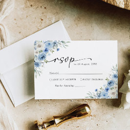 Dusty Blue Ivory Boda Ceremony Tarjeta RSVP