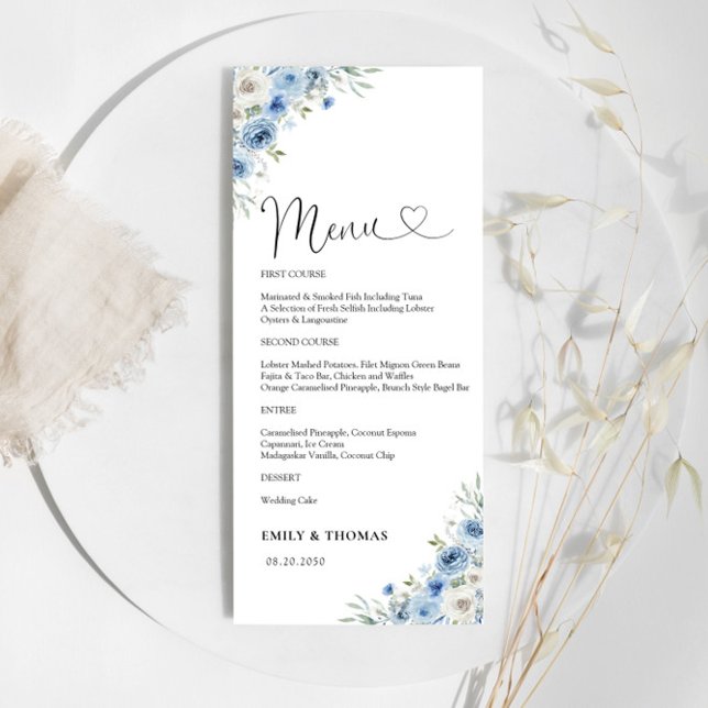 Dusty Blue Ivory Bridal Shower Menú (Subido por el creador)