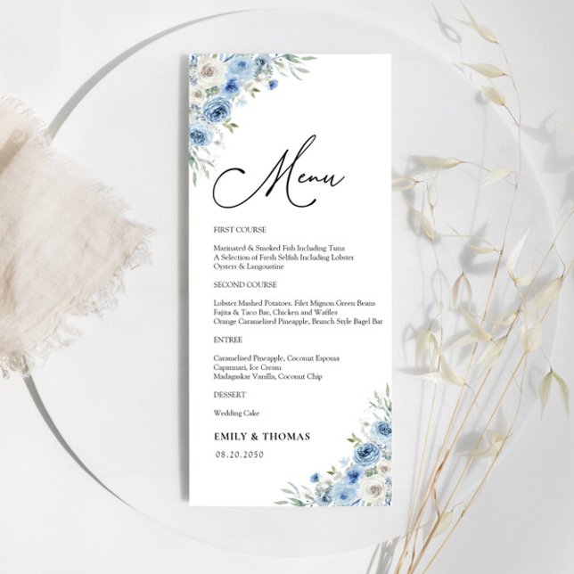 Dusty Blue Ivory Bridal Shower Menú (Subido por el creador)