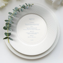 Dusty Blue & Ivory Menú Boda redondeado monogramad