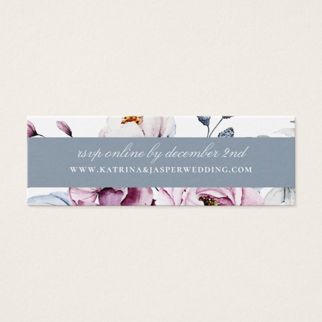 Dusty Blue Mauve Boda de flores sitio web RSVP (Frente)