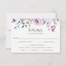 Dusty Blue Mauve Wedding RSVP Comida Tarjeta de el