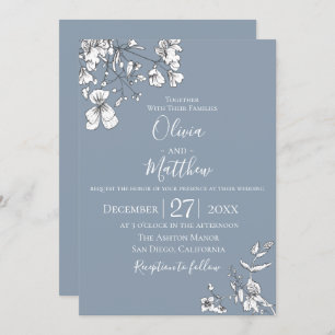 Dusty Blue Meadow Wedding Invitación