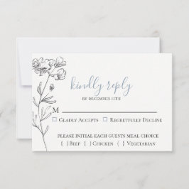 Dusty Blue Meadow Wedding Tarjeta RSVP