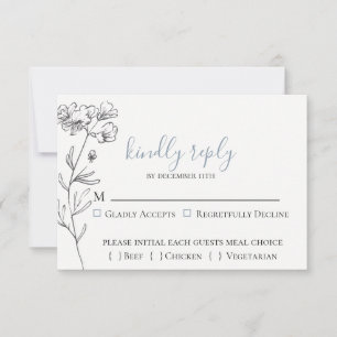 Dusty Blue Meadow Wedding Tarjeta RSVP