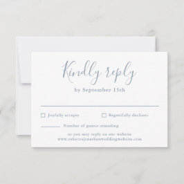 Dusty Blue Minimal Script Wedding Tarjeta RSVP