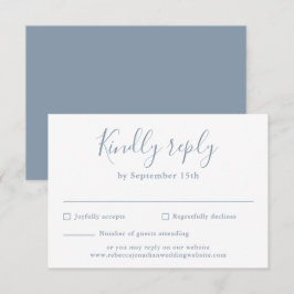 Dusty Blue Minimal Script Wedding Tarjeta RSVP