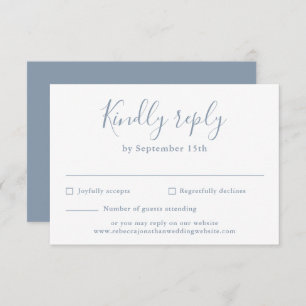 Dusty Blue Minimal Script Wedding Tarjeta RSVP