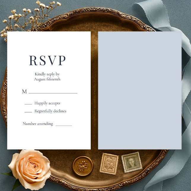 Dusty Blue Minimalist Wedding RSVP  (Subido por el creador)