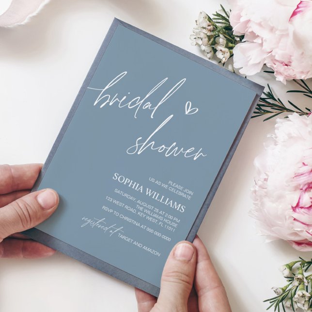 Dusty Blue Minimalista Bridal Shower Invitación (Subido por el creador)