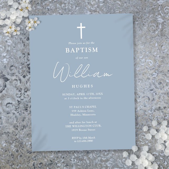 Dusty Blue Modern Baptism Invitación a la cristian (Subido por el creador)