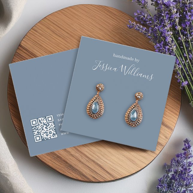 Dusty Blue Modern Código QR Tarjeta de visualizaci (Subido por el creador)