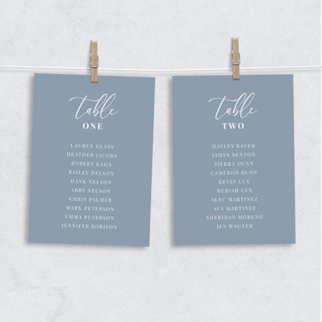 Dusty Blue Modern Elegant Wedding Table Seat Card (Subido por el creador)