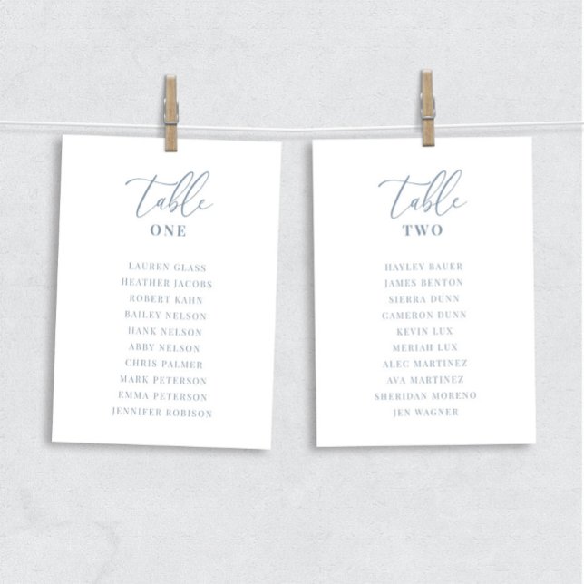 Dusty Blue Modern Elegant Wedding Table Seat Card (Subido por el creador)