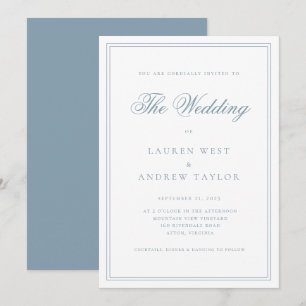 Dusty Blue Modern Wedding Invitación a la boda Min