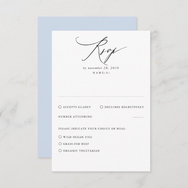 Dusty Blue Modern Wedn Minimal Wedding Tarjeta RSV (Anverso / Reverso)