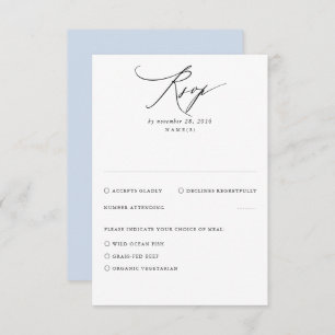 Dusty Blue Modern Wedn Minimal Wedding Tarjeta RSV