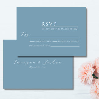 Dusty Blue Modern Wedn Tarjeta RSVP