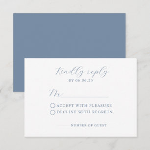 Dusty Blue Modern Wedn Tarjeta RSVP