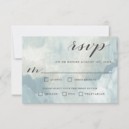 Dusty Blue Moderne Resumen RSVP con Entree