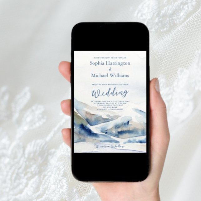 Dusty Blue Mountains Invitación a matrimonio Códig (Subido por el creador)