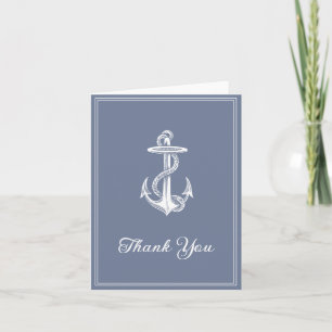 Dusty Blue Nautical Anchor Tarjeta de agradecimien