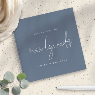 Dusty Blue Newlyweds Guión Boda libro de invitados