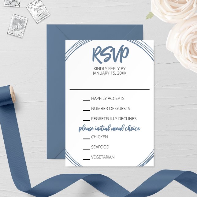 Dusty Blue Oval Wedding Tarjeta RSVP (Subido por el creador)