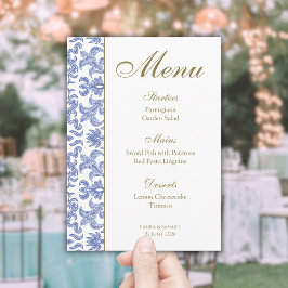 Dusty Blue Pattern Boda Menu