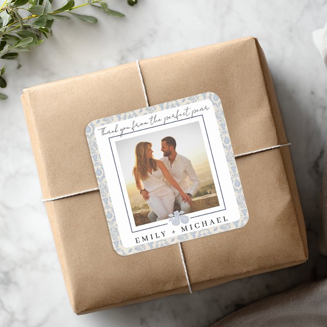 Dusty Blue Perfect Pear Photo You Pegatina (Photo Thank You Sticker)